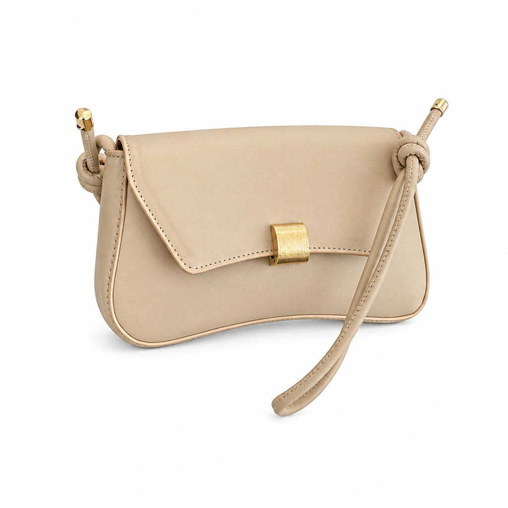 Beige bag on white background