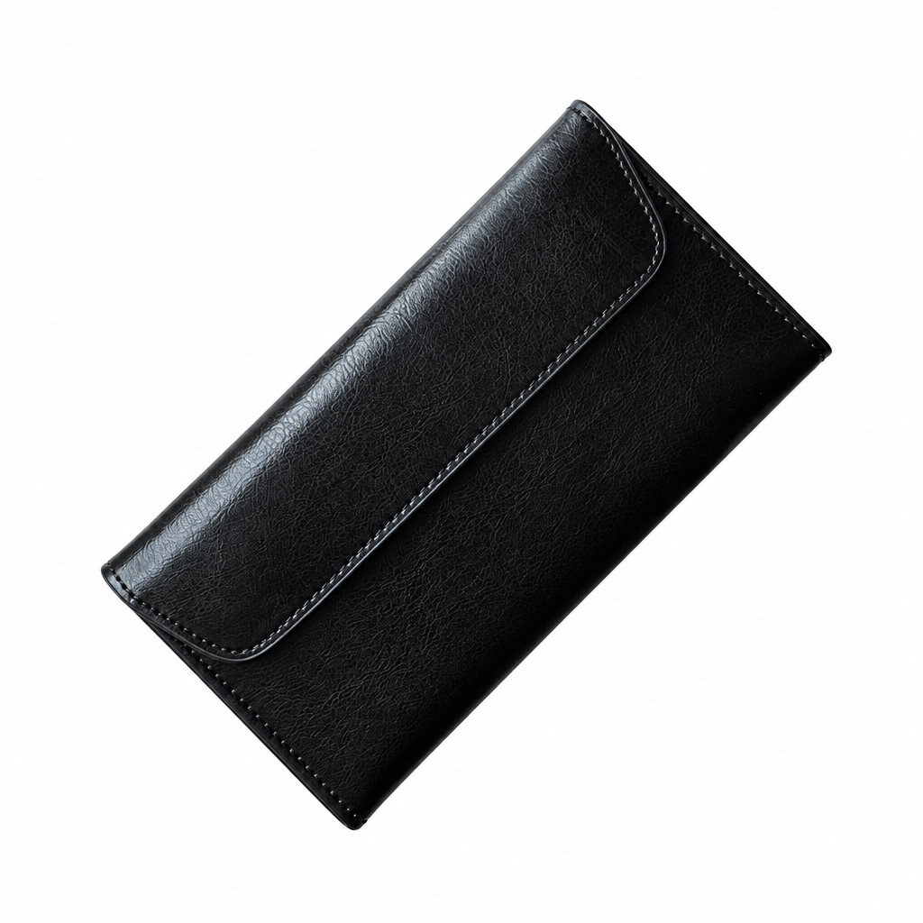 Black wallet on white background
