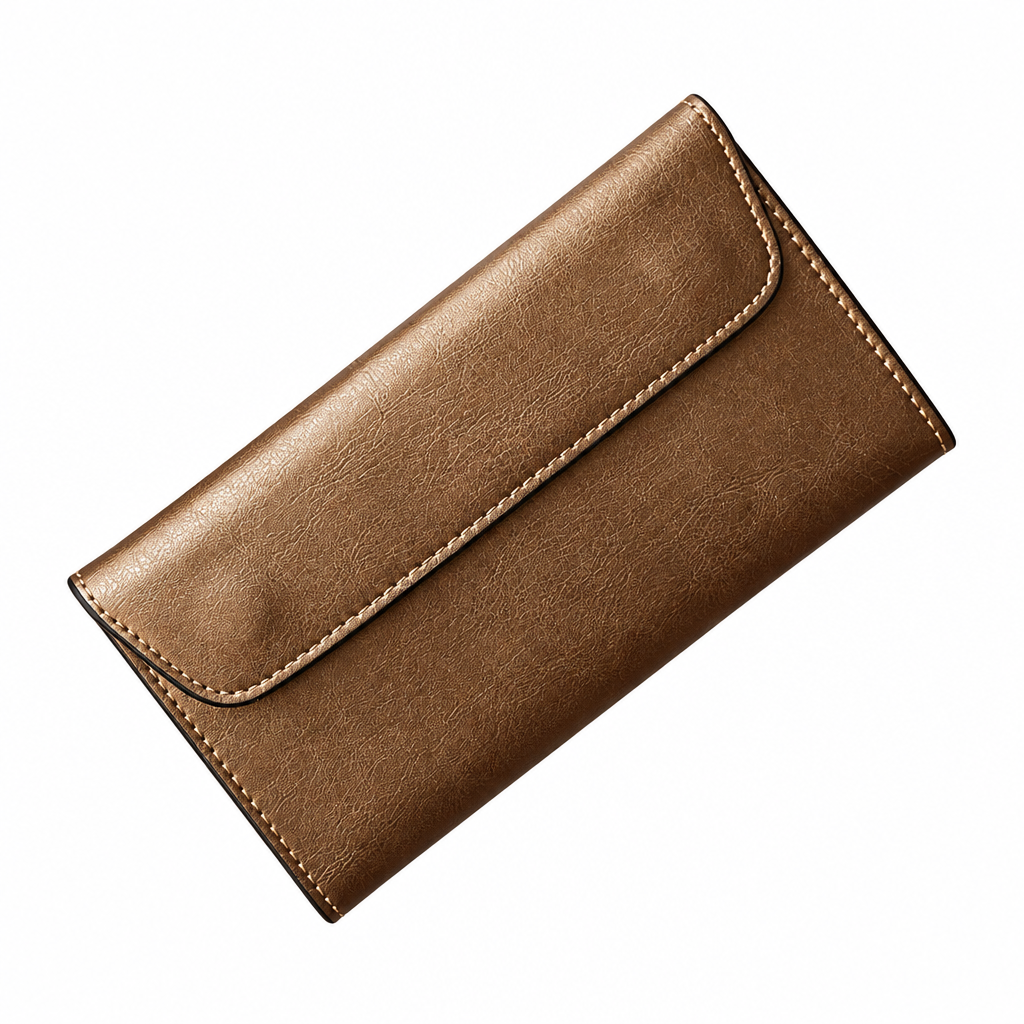 Brown wallet on white background