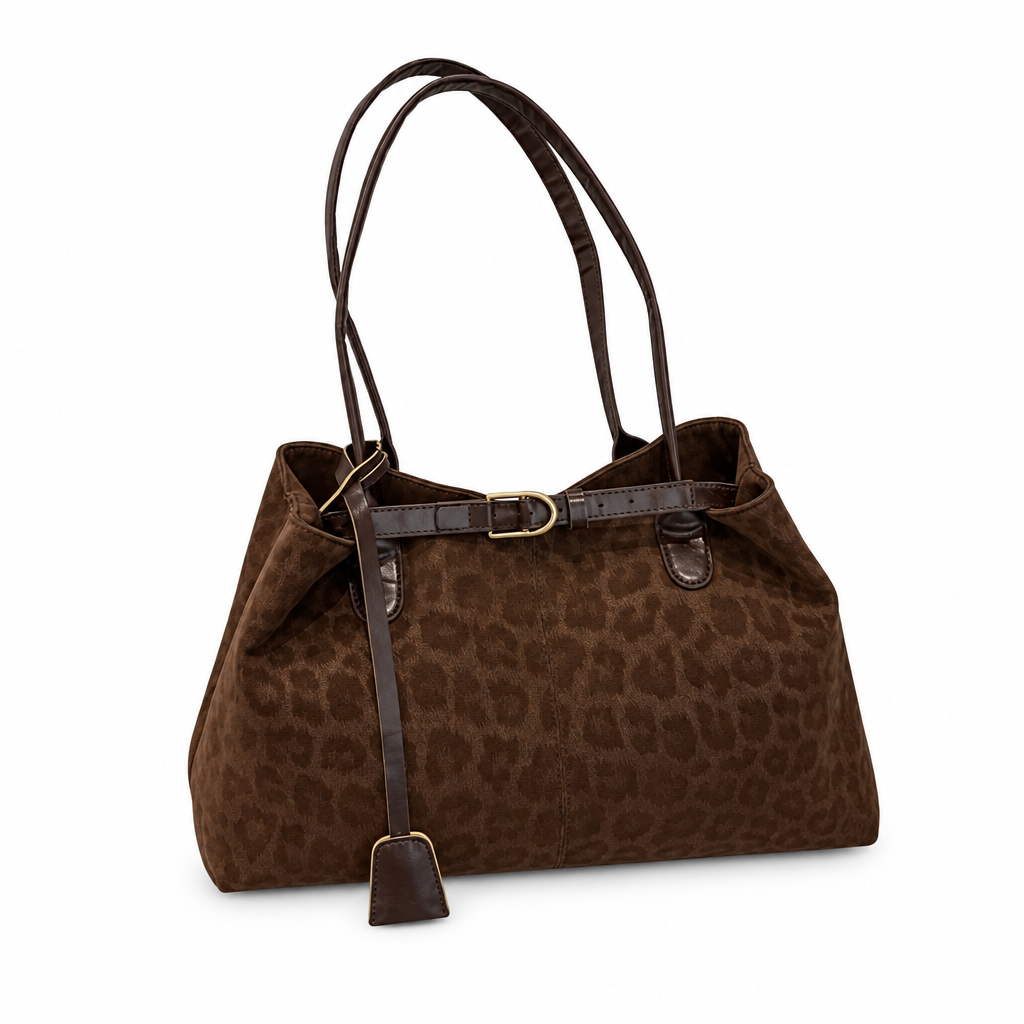 Dark brown bag with white background