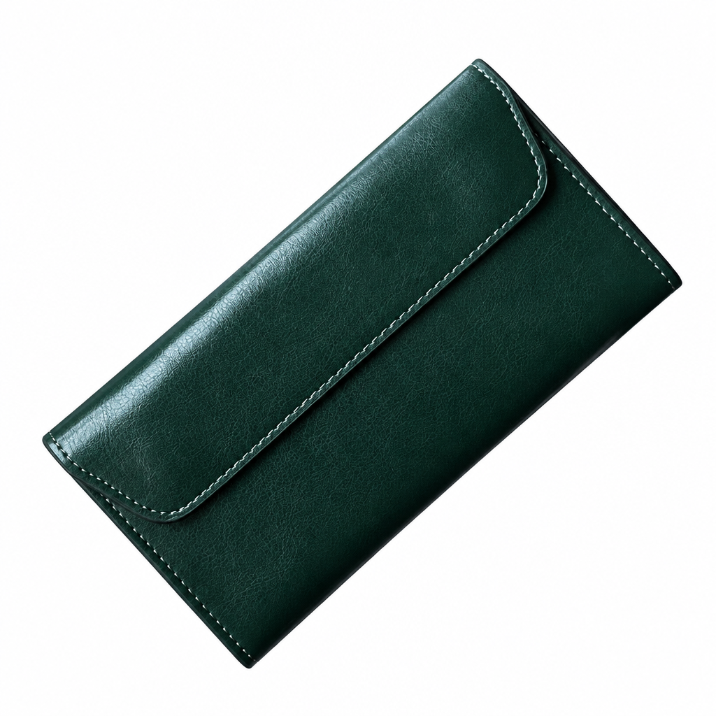 Green wallet on white background
