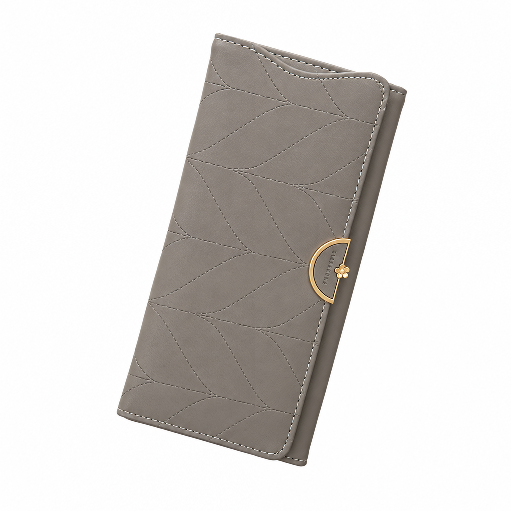 Grey wallet on white