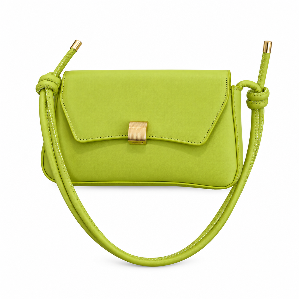 Lime green bag on white background