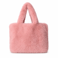 Pink fluffy tote on white background